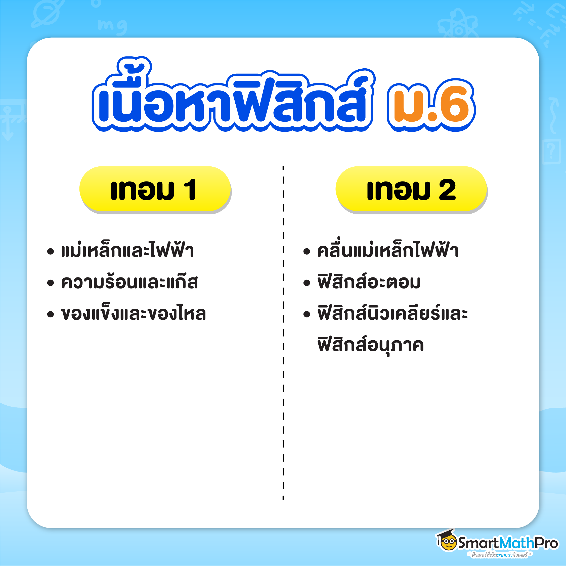ฟิสิกส์ ม.ปลาย ม.6 เรียนอะไร