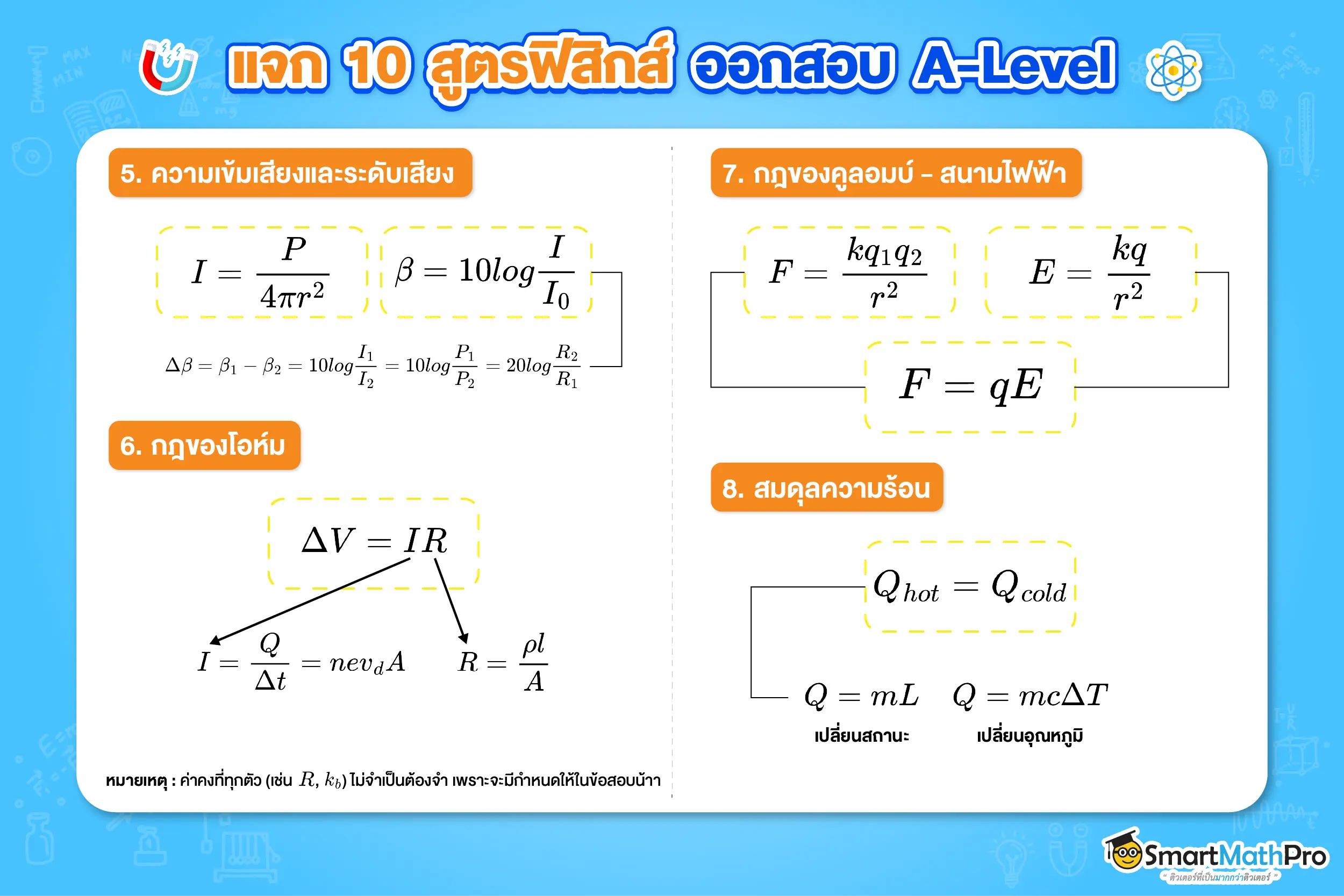 10 สูตรฟิสิกส์ ออกสอบ A-Level ฟิสิกส์ 2