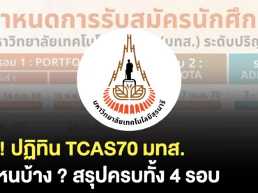 มทส. สมัคร TCAS70 วันไหนบ้าง ? สรุปครบทั้ง 4 รอบ