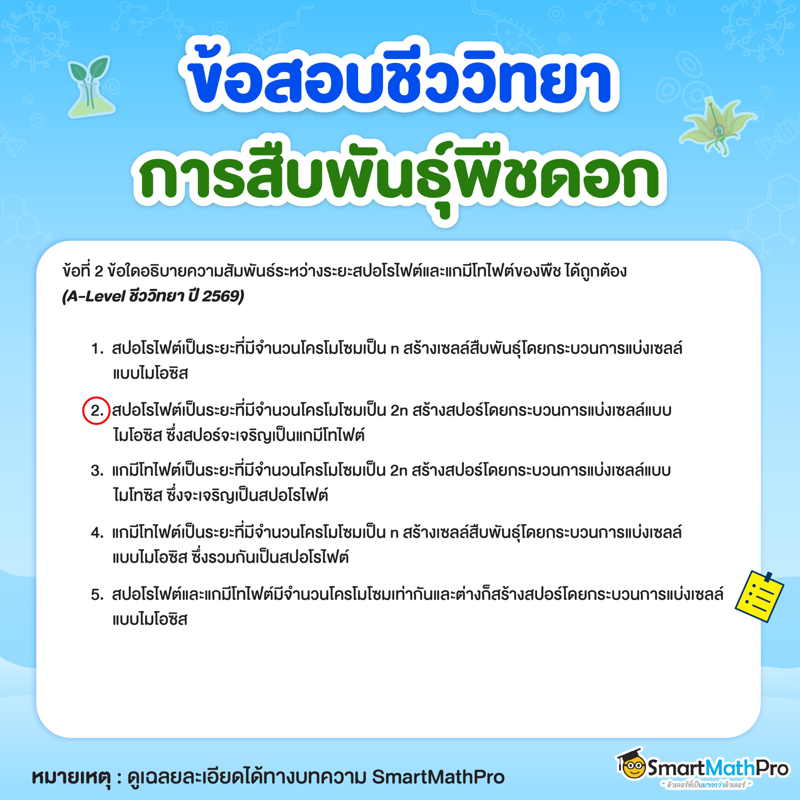 ข้อสอบการสืบพันธุ์พืชดอกข้อที่ 2